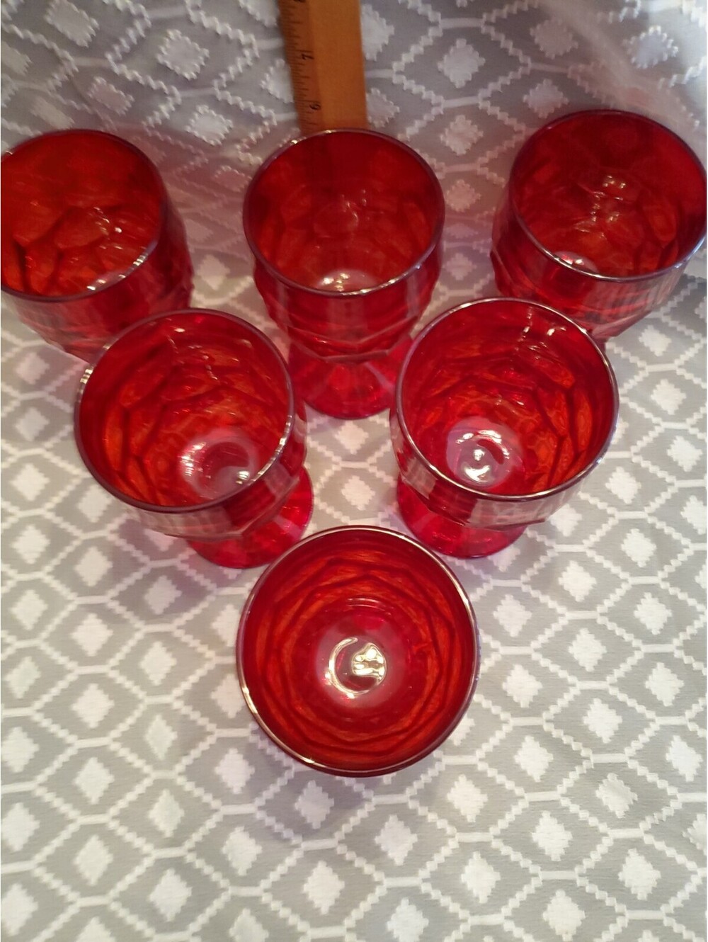 Vtg Viking Red Honeycomb Tumblers,12 Oz